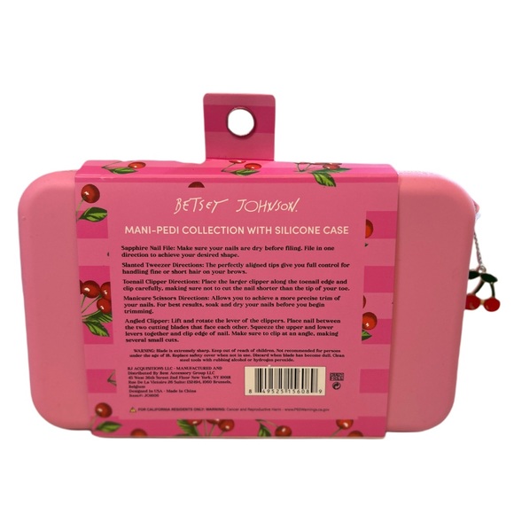 Betsey Johnson Pink Mani-Pedi 6 Piece Collection including Silicone Case NWT - Picture 2 of 4